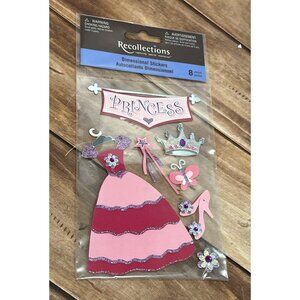 2009 MICHAELS 112448 PRINCESS DIMENSIONAL SET OF STICKERS TIARA DRESS